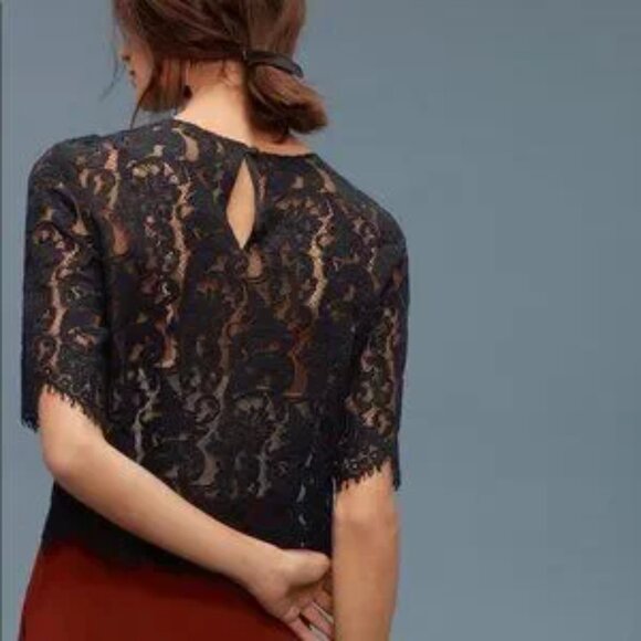 Aritzia Wilfred Black Lace Lapointe Blouse - Size XS - Picture 2 of 3